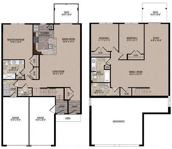 Floor plan for 3 beds, 2.5 baths, 1810 sqft